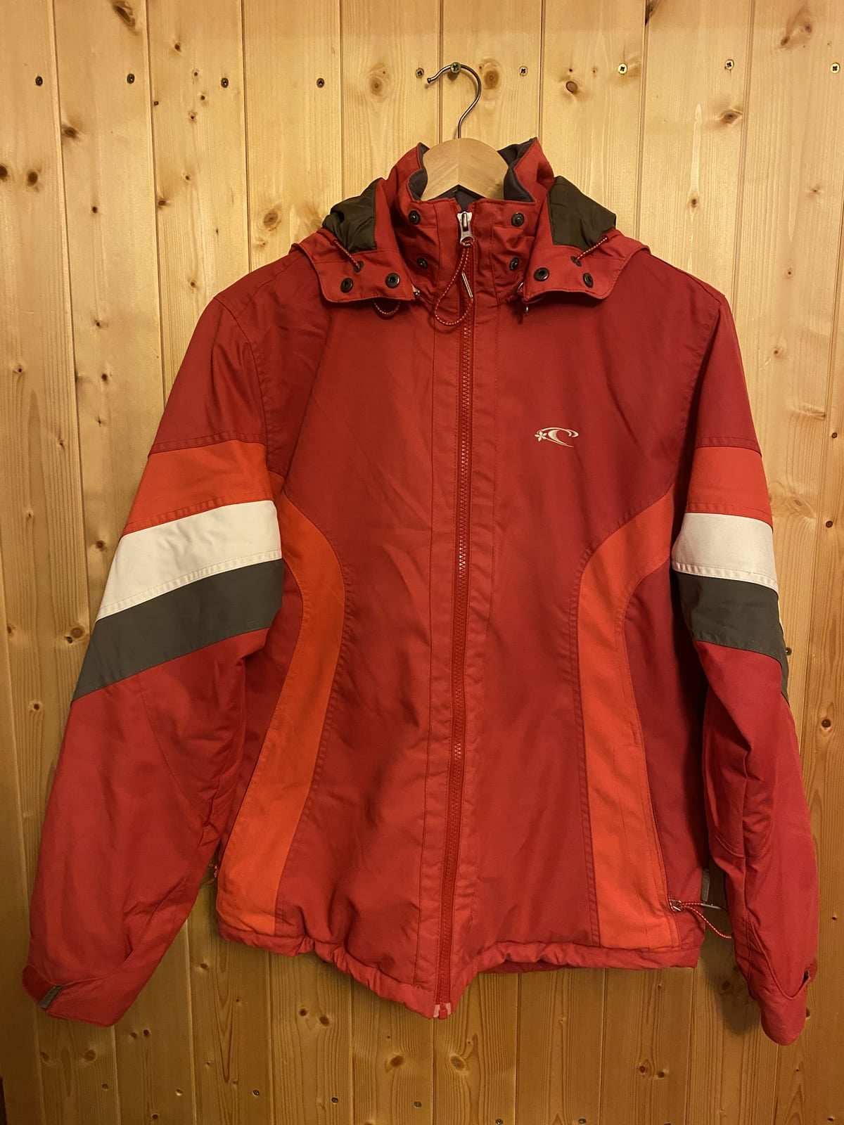 O'Neill Red Hooded Ski Jacket, Red, size L