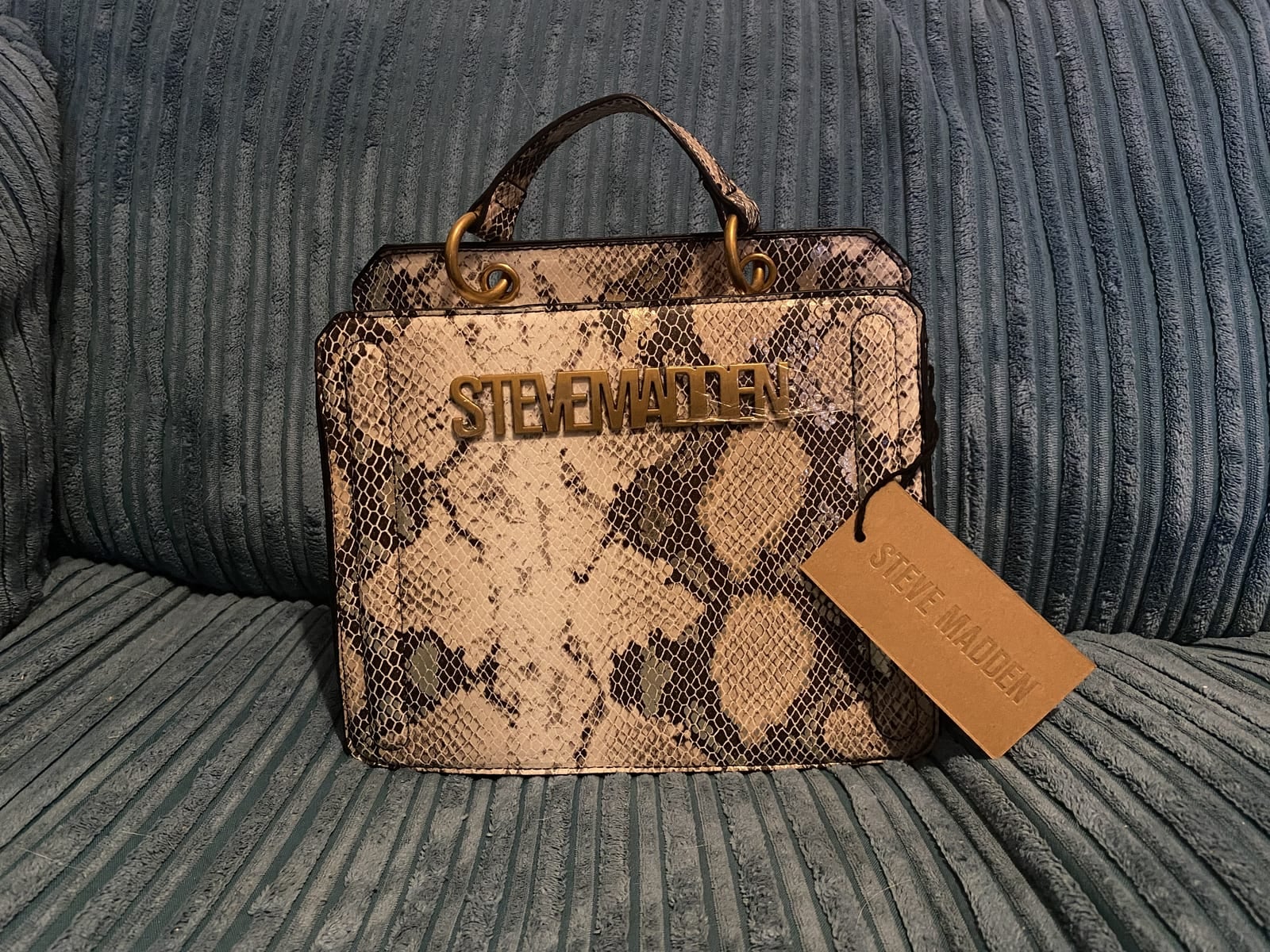 Steve Madden Faux Snake Print Bag, Beige