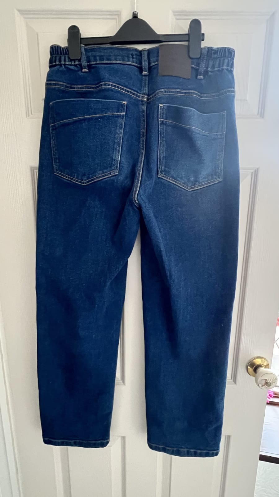 Pegasus dark wash straight leg jeans with elasticated back waist, Blue, size W32