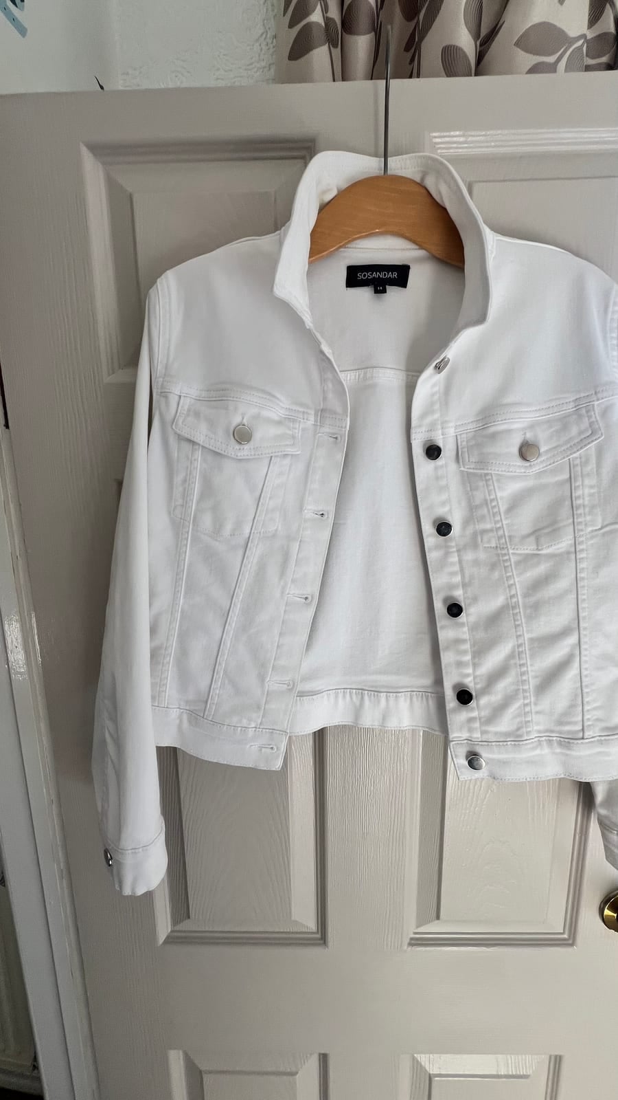 Sosandar white denim jacket size 14, White, size 14