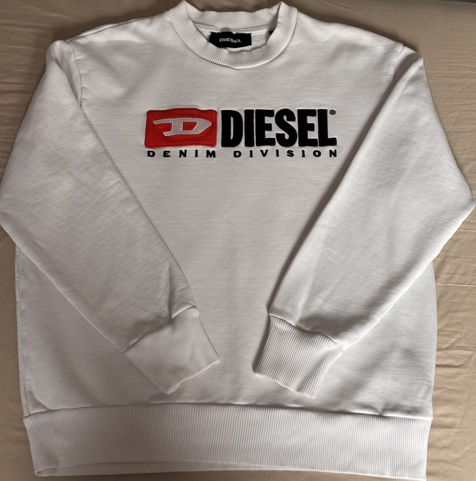Diesel white Denim Division logo sweatshirt, White, size XS