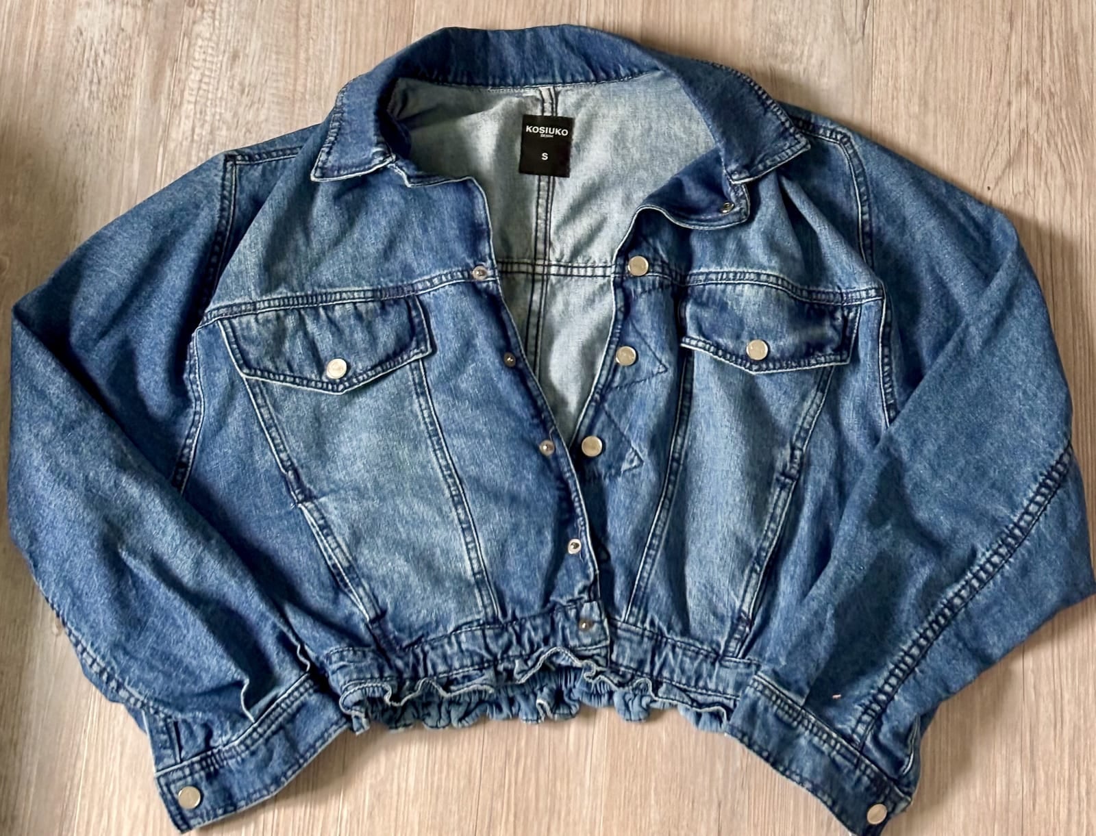 Kosiuko Denim Cropped Elastic Waist Jacket blue size S, Blue, size S