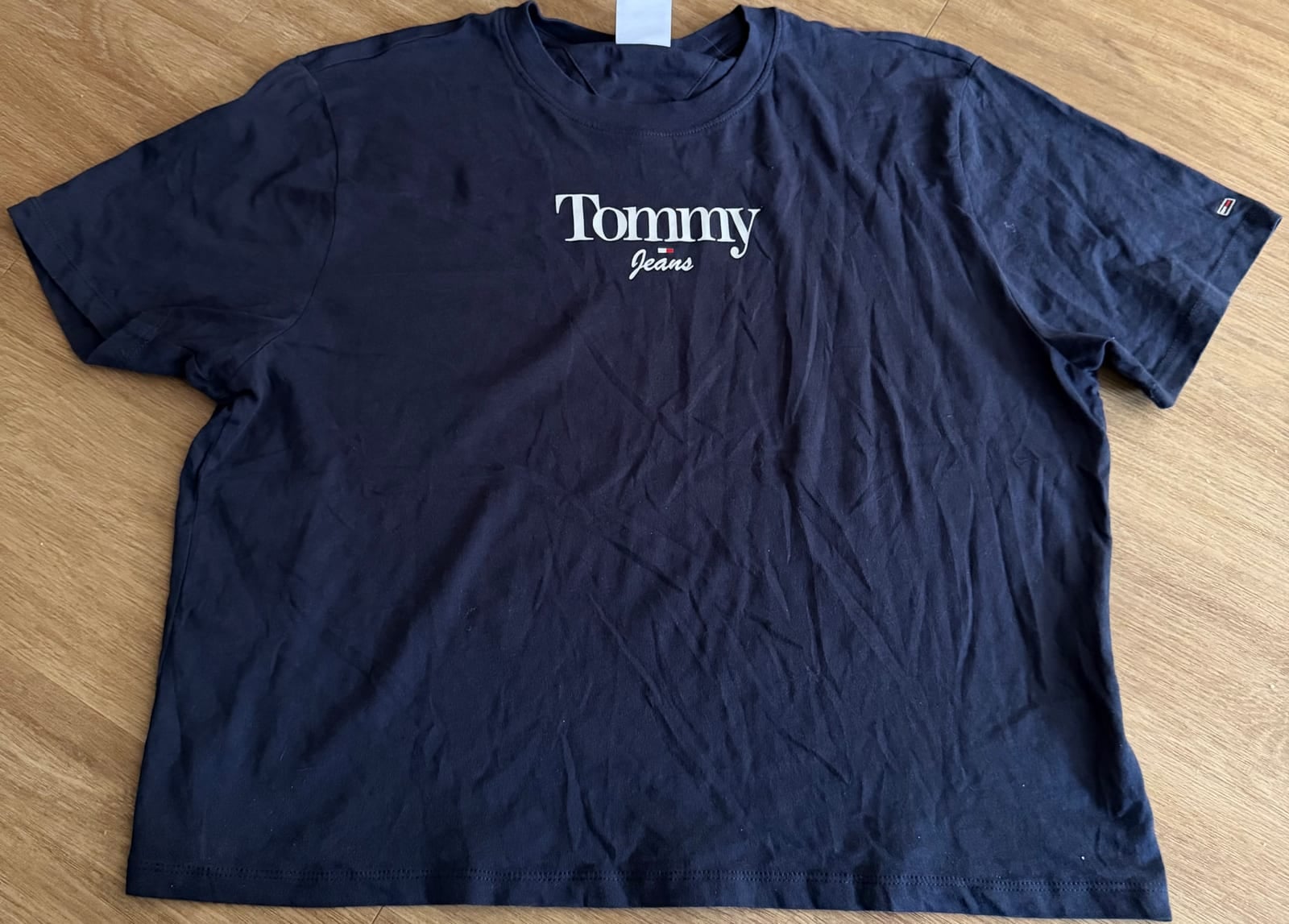 Tommy Jeans navy cropped logo t-shirt, size L, Navy, size L