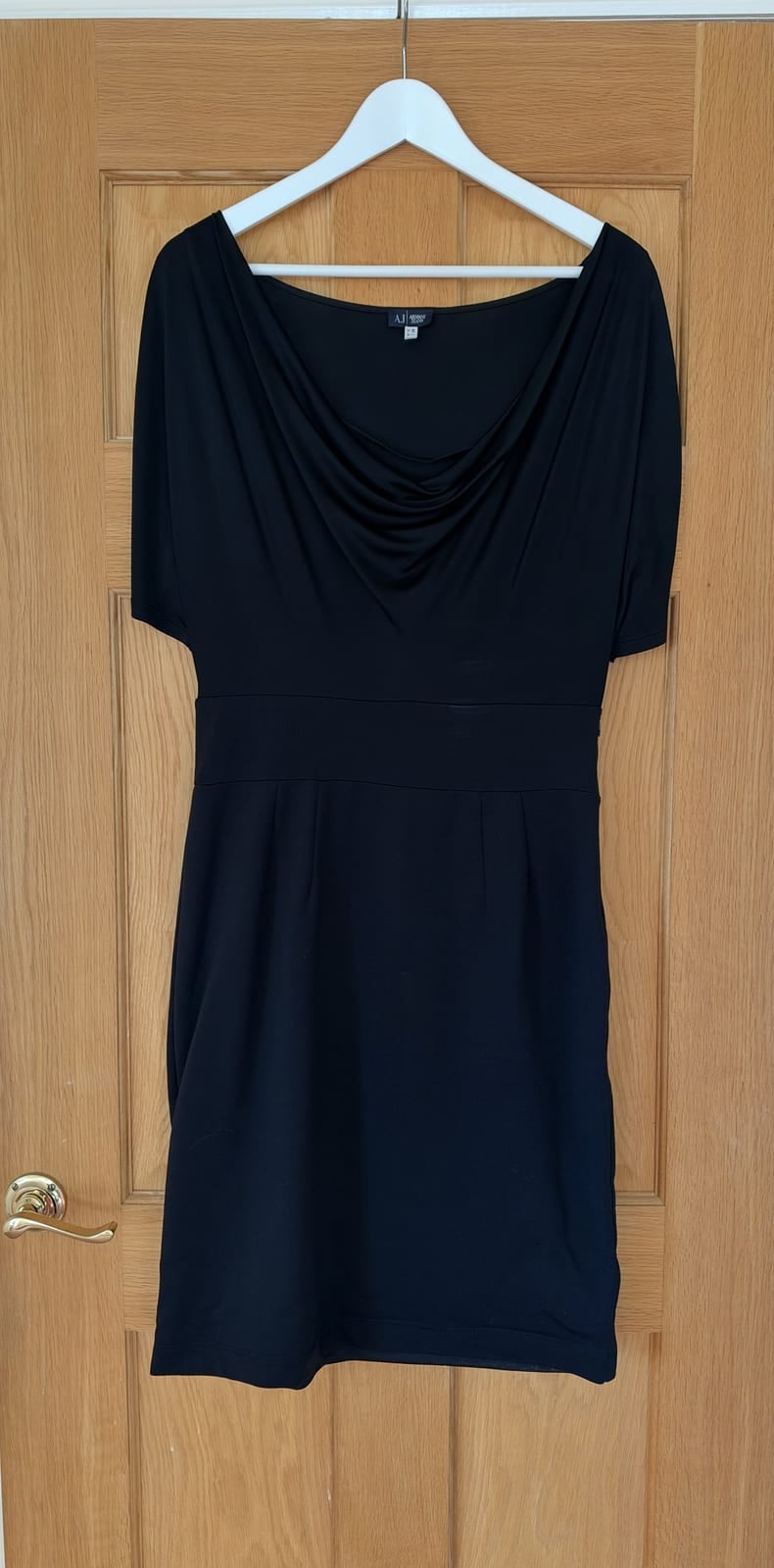 Armani Jeans black cowl neck jersey dress, size 44 L, Black, size 44 EU / L
