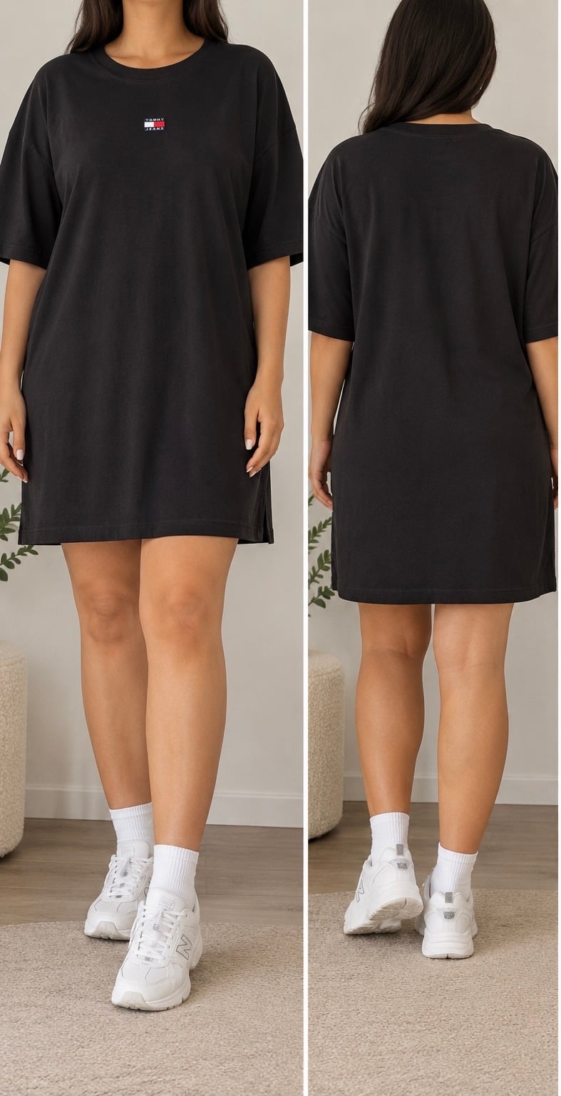 Tommy Jeans black badge t-shirt dress, size 1XL, new with tags, Black, size 1XL