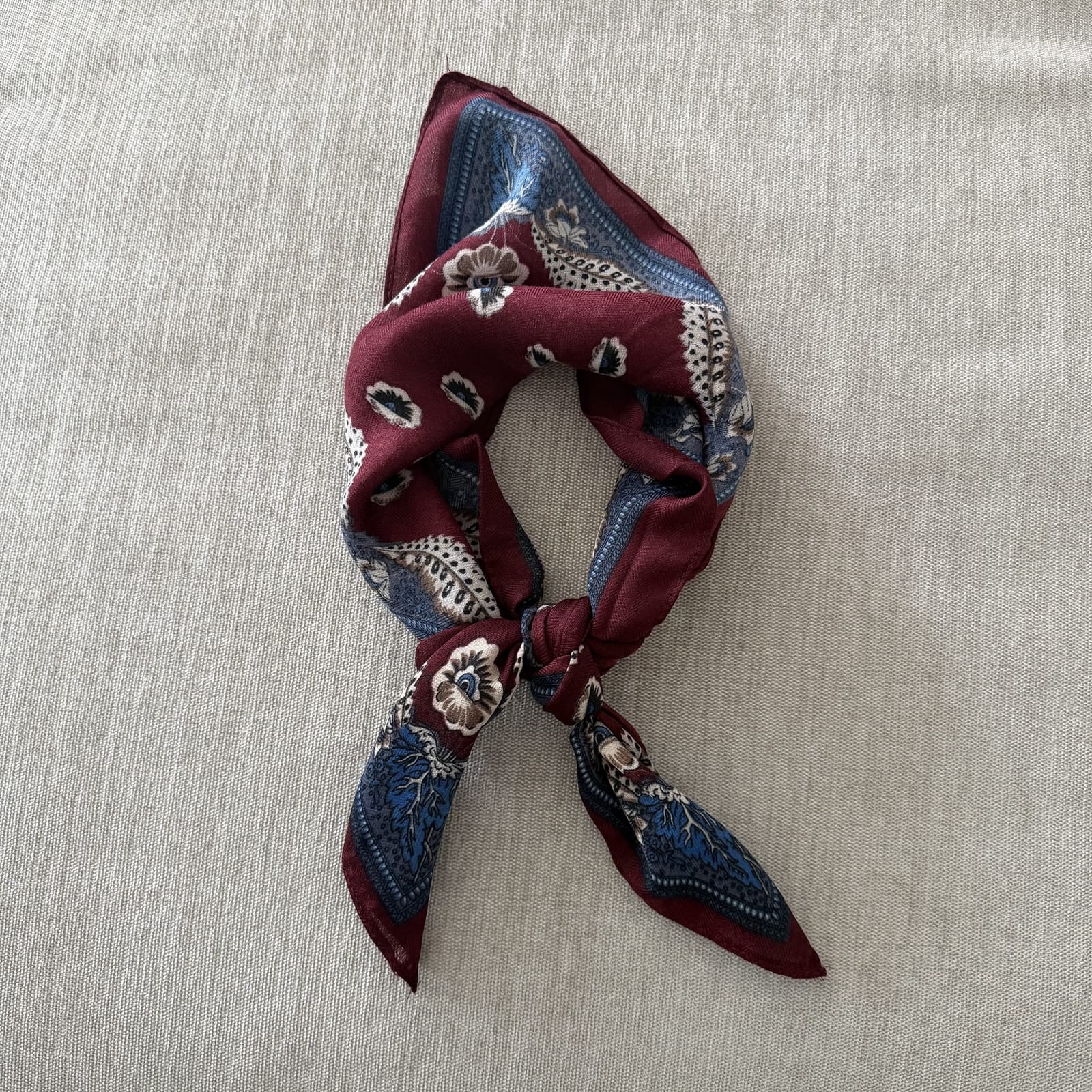 Burgundy 100% Viscose Square Scarf 70x70cm Floral Neck Scarf, Burgundy
