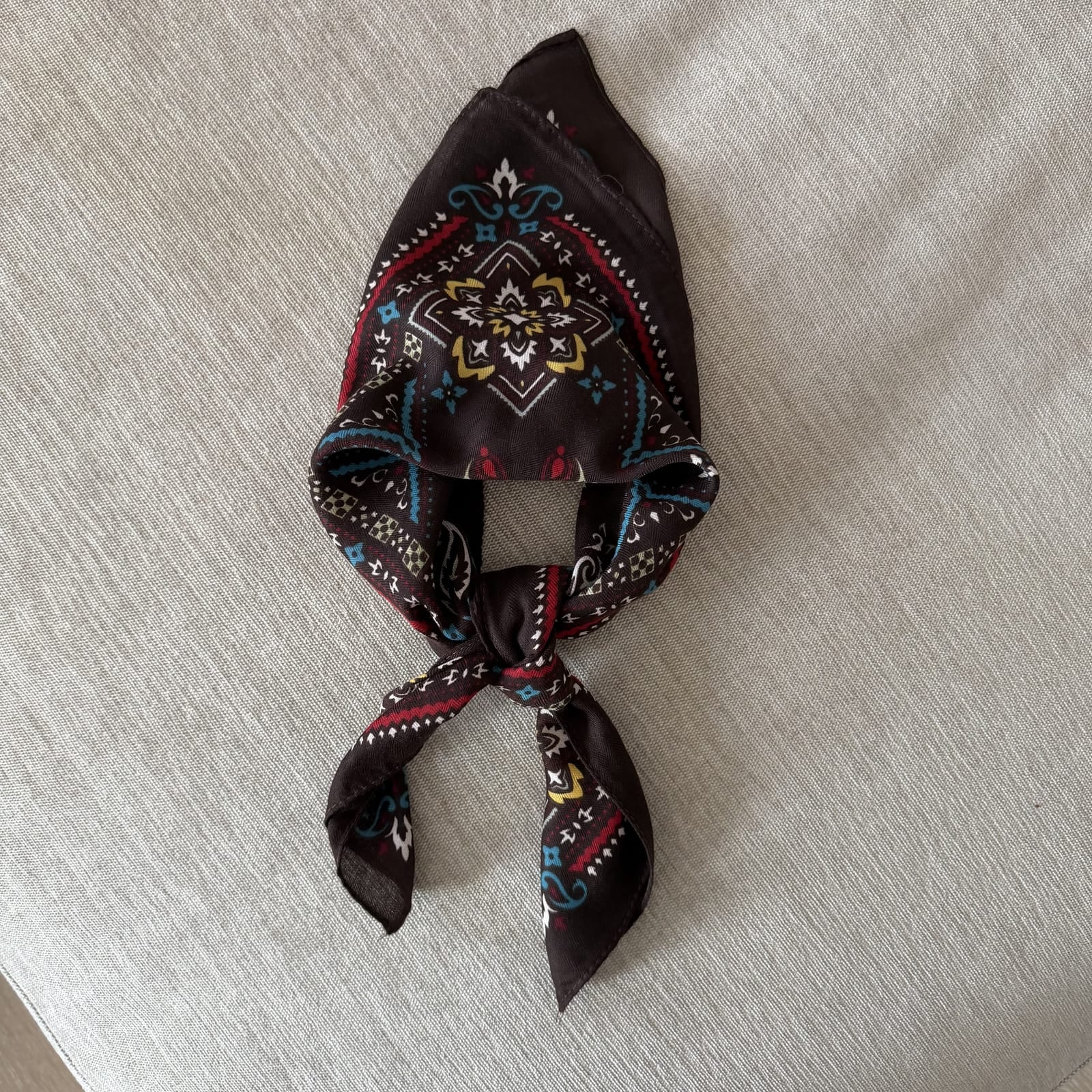 Dark Brown Paisley Scarf 70x70cm 100% Viscose Square Scarf, Brown