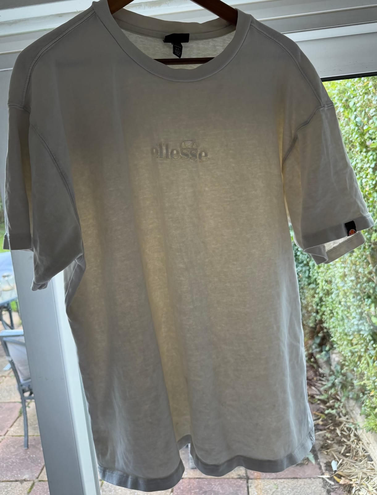 Ellesse white t-shirt with tonal embroidere Co logo, size L, White, size L