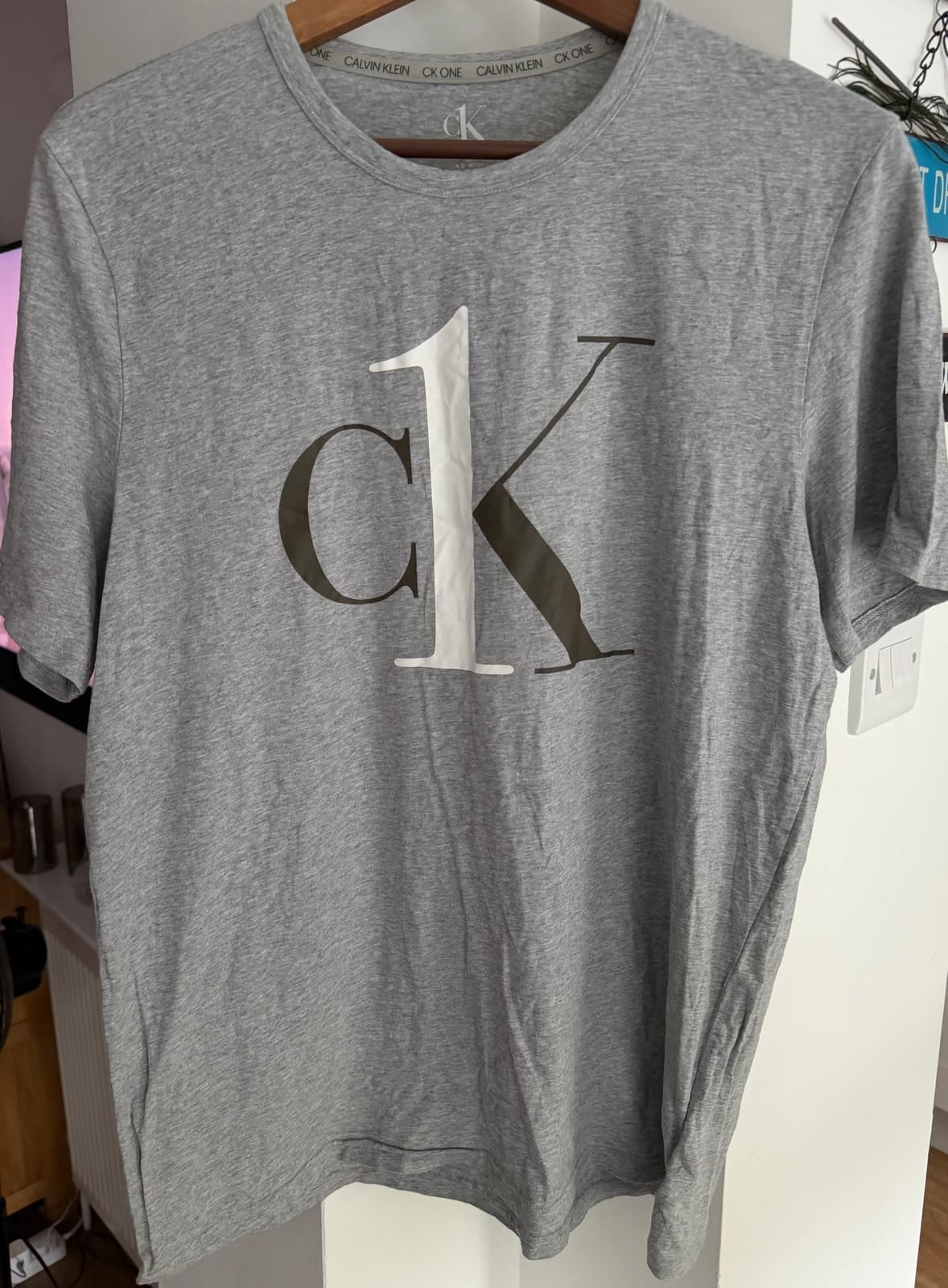 Calvin Klein CK One grey logo t-shirt, size L, Grey, size L